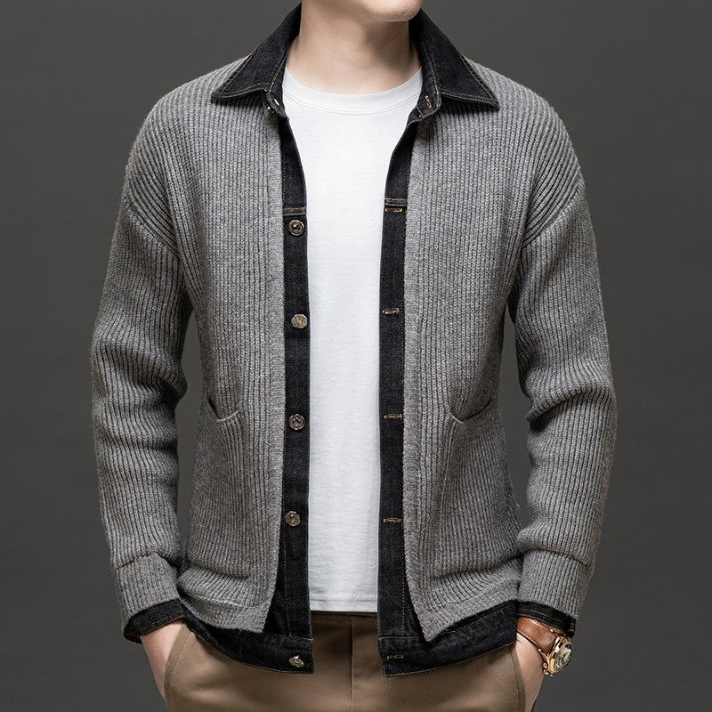 Gilet côtelé à col chemise pour hommes