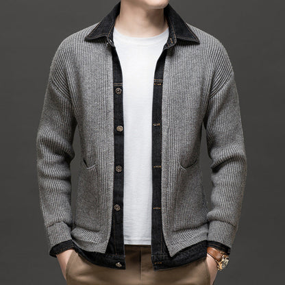 Gilet côtelé à col chemise pour hommes