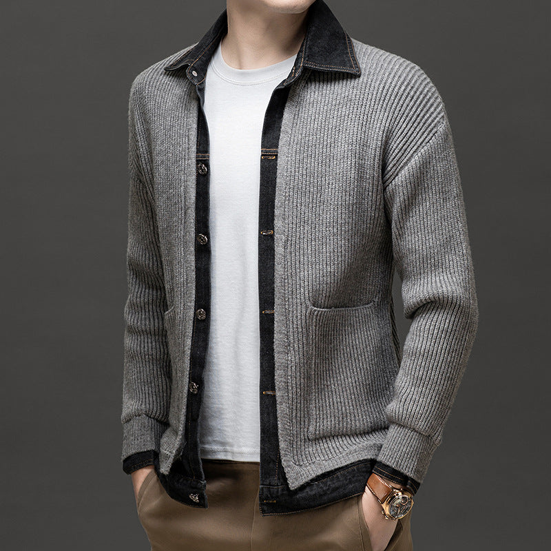 Gilet côtelé à col chemise pour hommes
