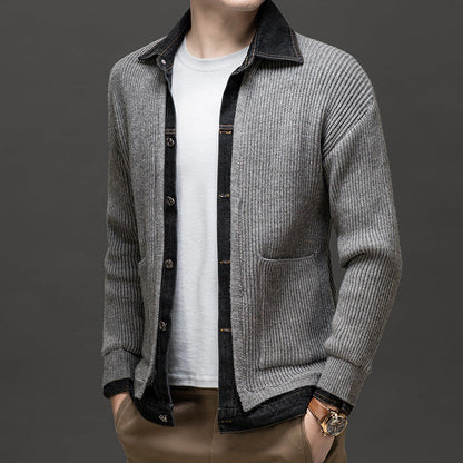 Gilet côtelé à col chemise pour hommes