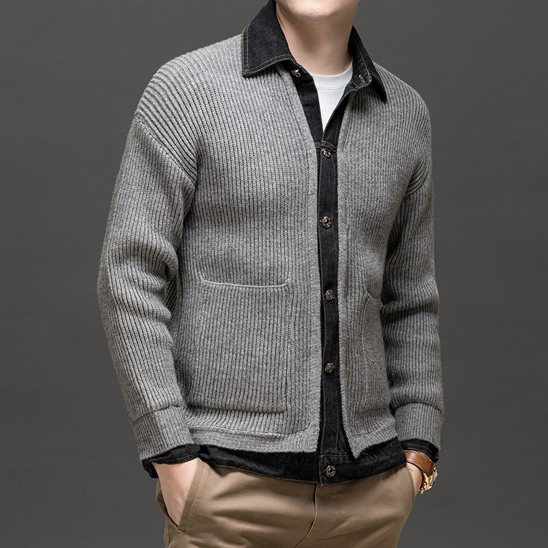Gilet côtelé à col chemise pour hommes