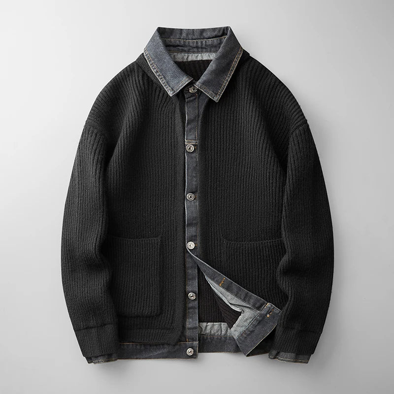 Gilet côtelé à col chemise pour hommes