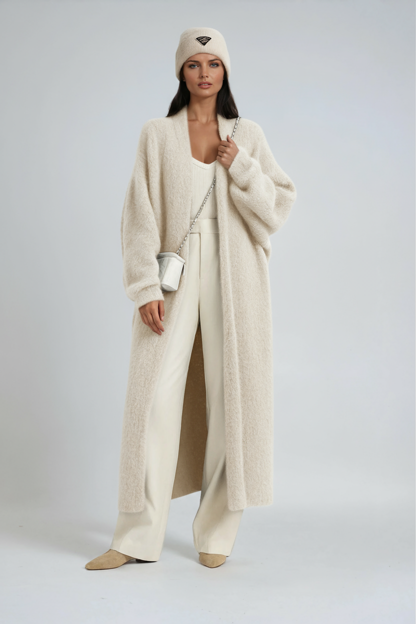 Gilet long à devant ouvert pour femmes