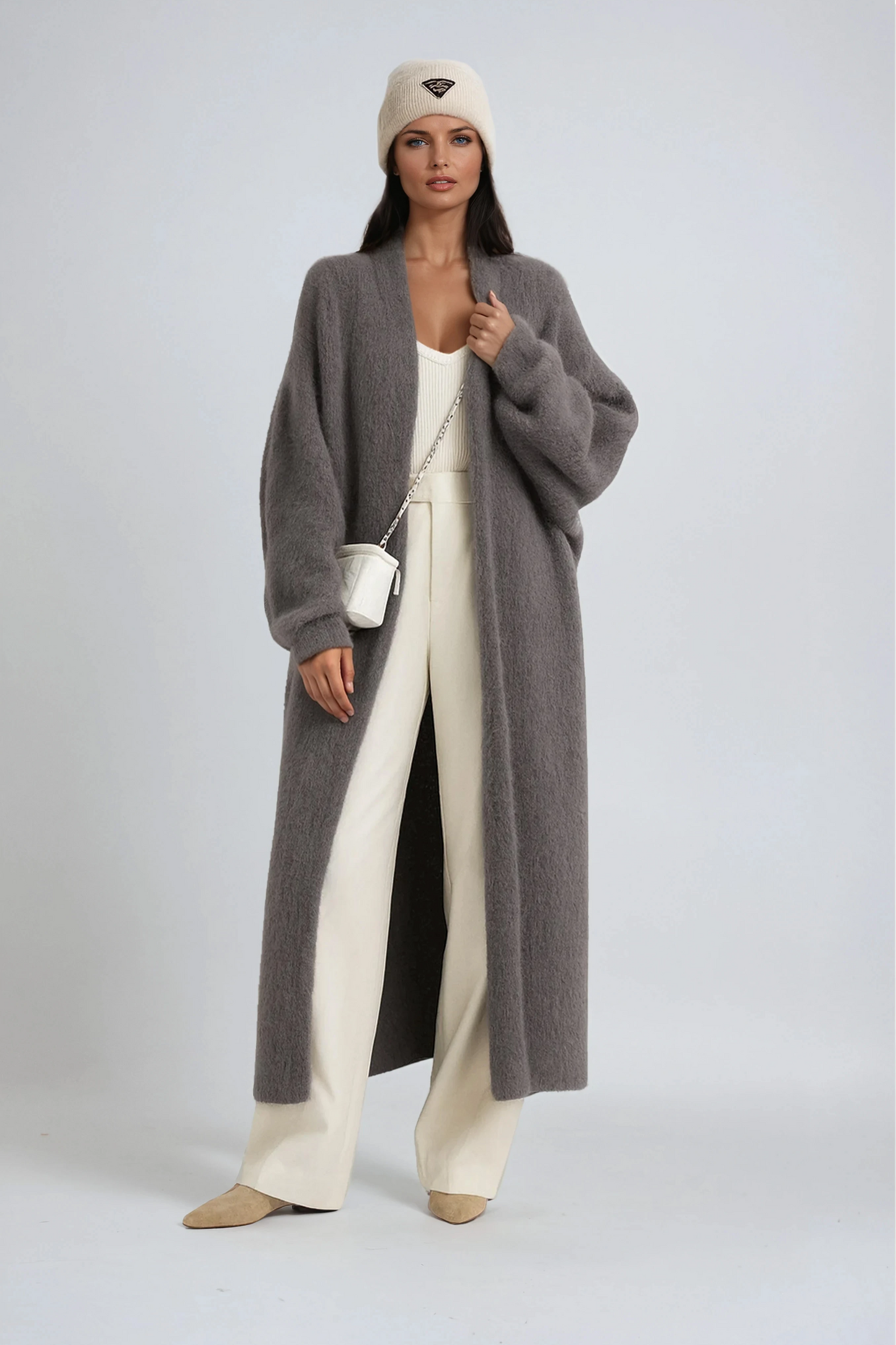 Gilet long à devant ouvert pour femmes