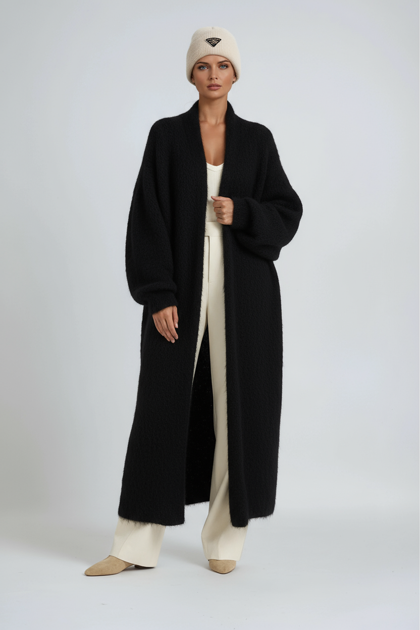 Gilet long à devant ouvert pour femmes