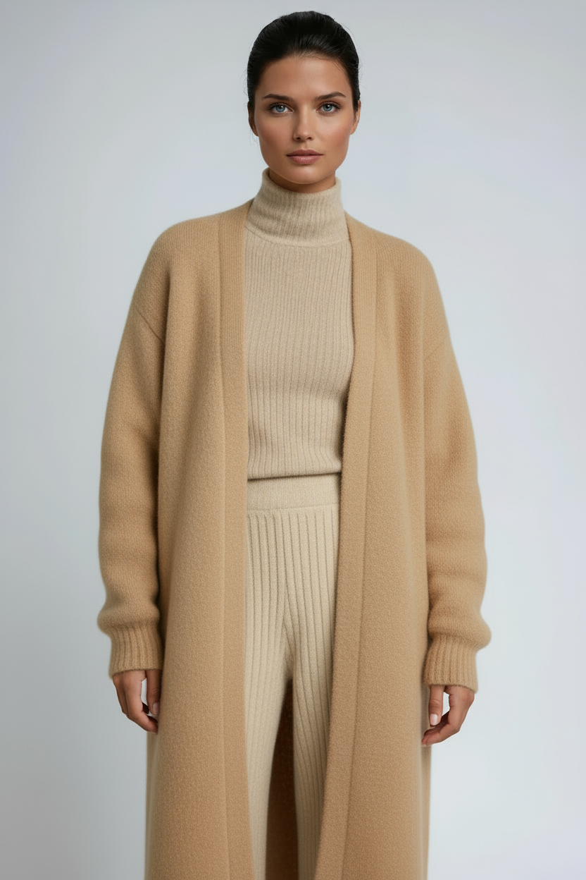 Gilet long à devant ouvert pour femmes