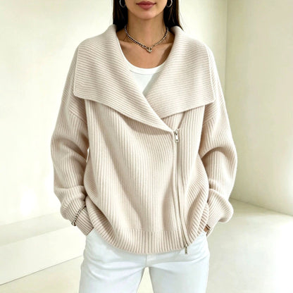 Gilet zippé à col large pour femmes