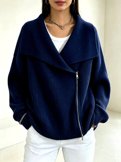 Gilet zippé à col large pour femmes