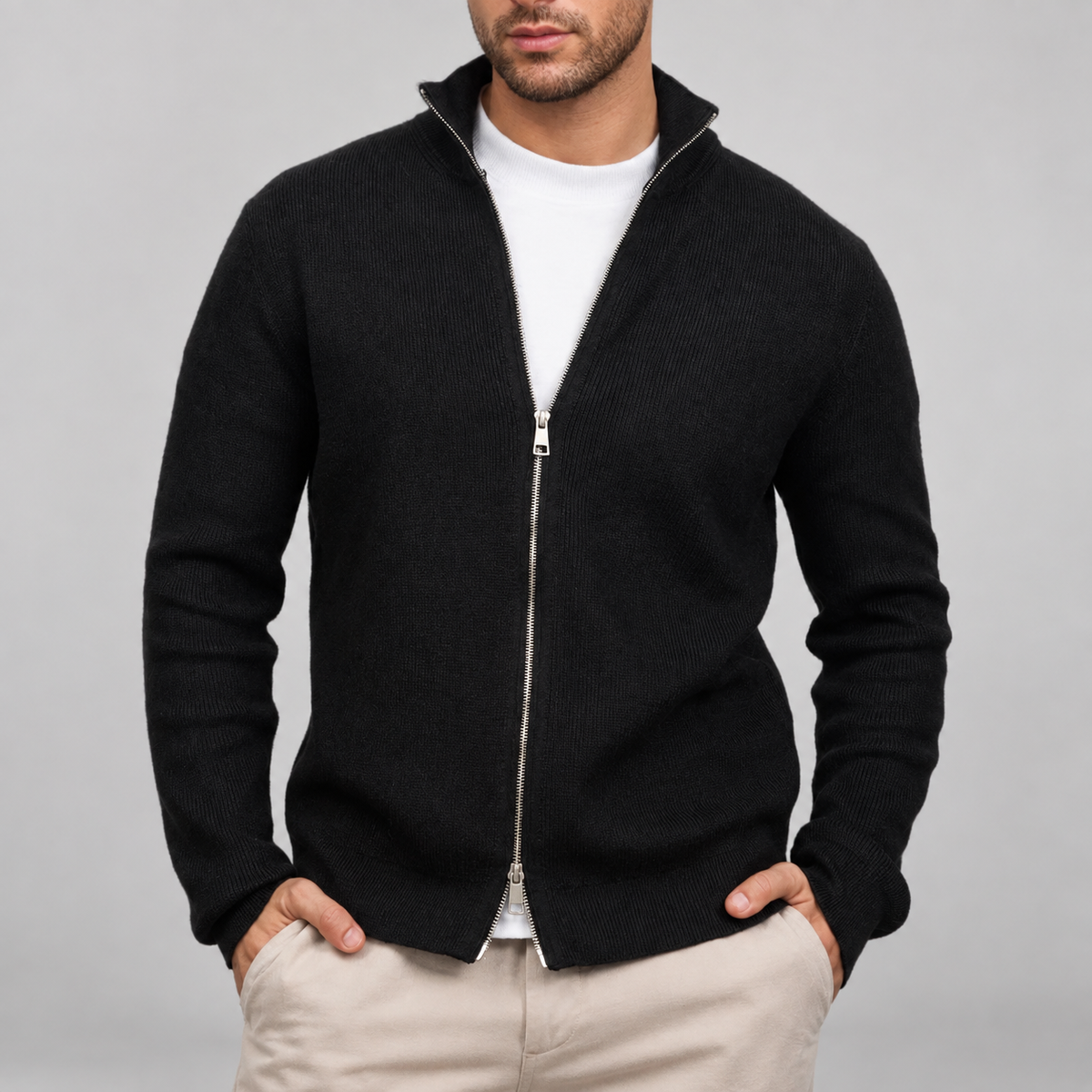 Gilet zippé à col montant pour homme