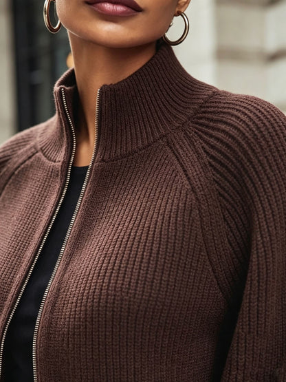 Gilet zippé à manches bouffantes pour femmes
