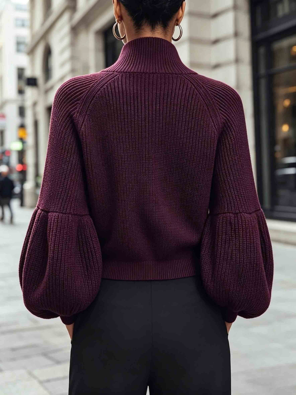 Gilet zippé à manches bouffantes pour femmes