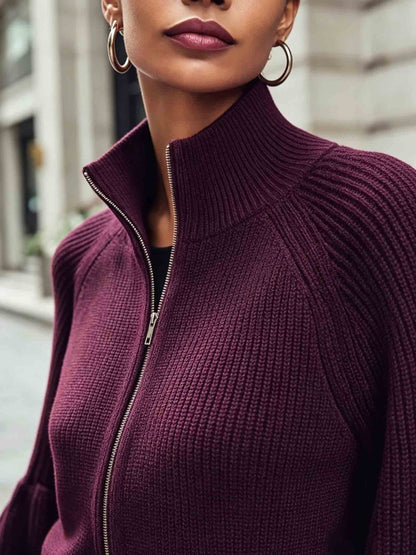 Gilet zippé à manches bouffantes pour femmes