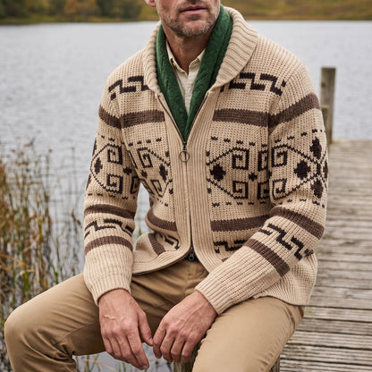 Gilet zippé à motif jacquard pour hommes
