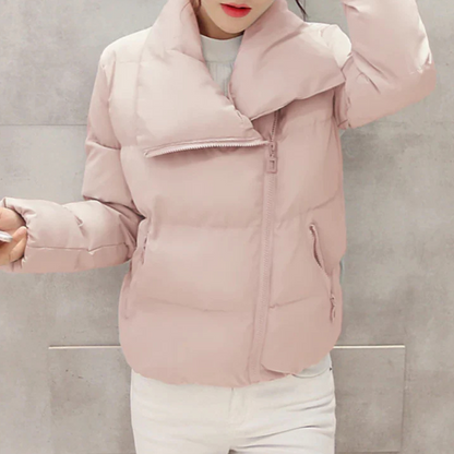 Manteau Matelassé Long avec Fermeture Éclair Asymétrique pour Femme | Idéal pour l’Hiver