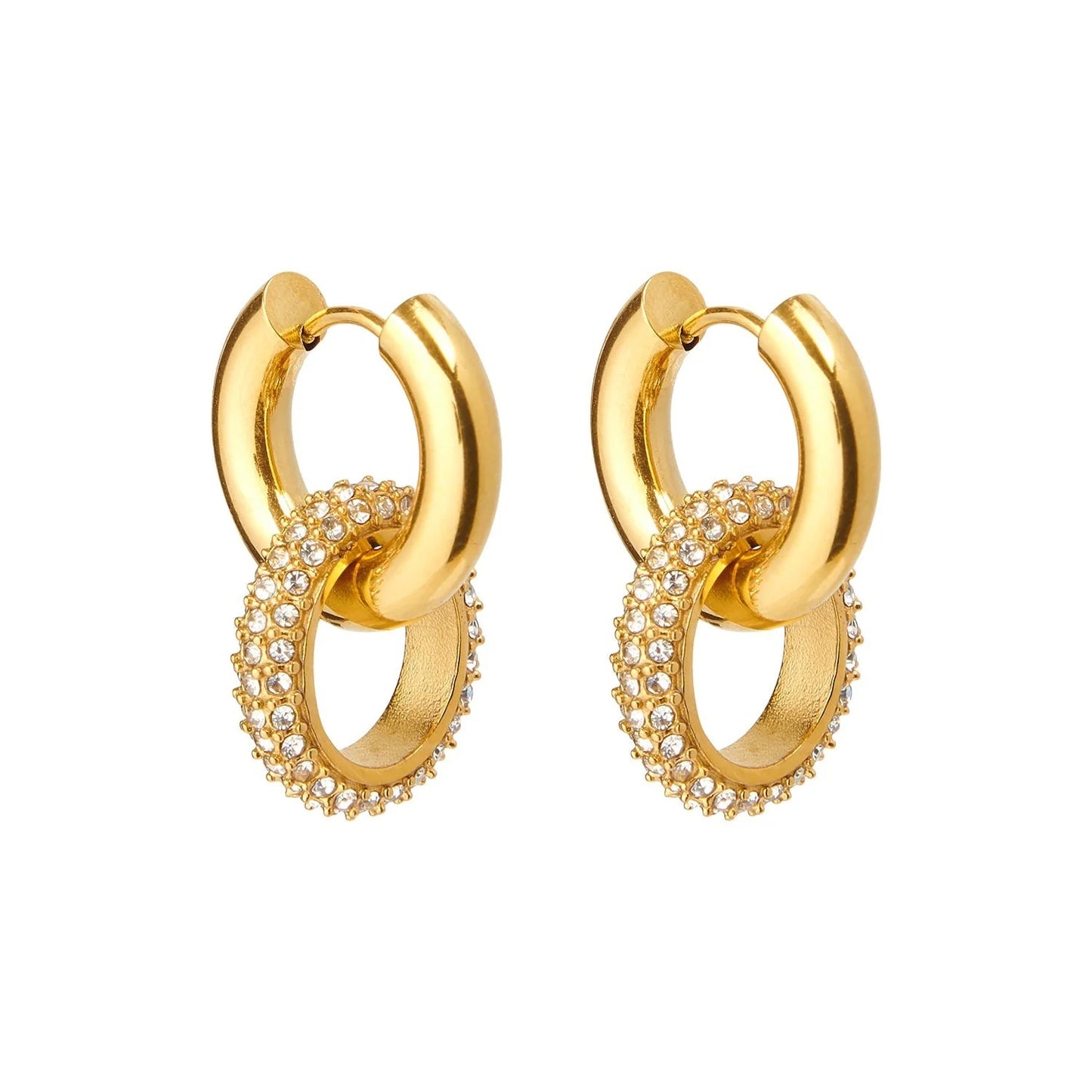 Boucles d’Oreilles à Double Anneau Métallique pour Femme | Idéales pour Tenues Quotidiennes ou Événements