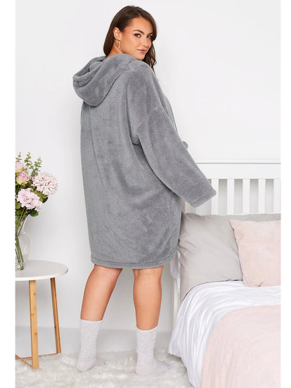 Robe À Capuche Ample avec Poches pour Femme Grande Taille | Idéale pour L’Automne Et L’Hiver