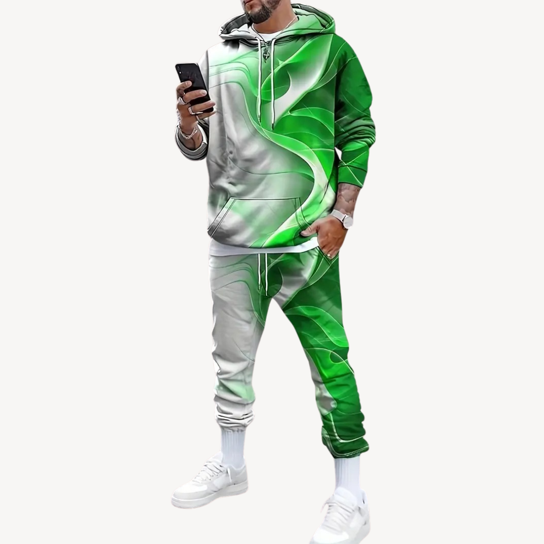 Ensemble Survêtement Homme avec Hoodie Zippé Et Motif Dégradé | Idéal pour Les Loisirs Et Le Quotidien