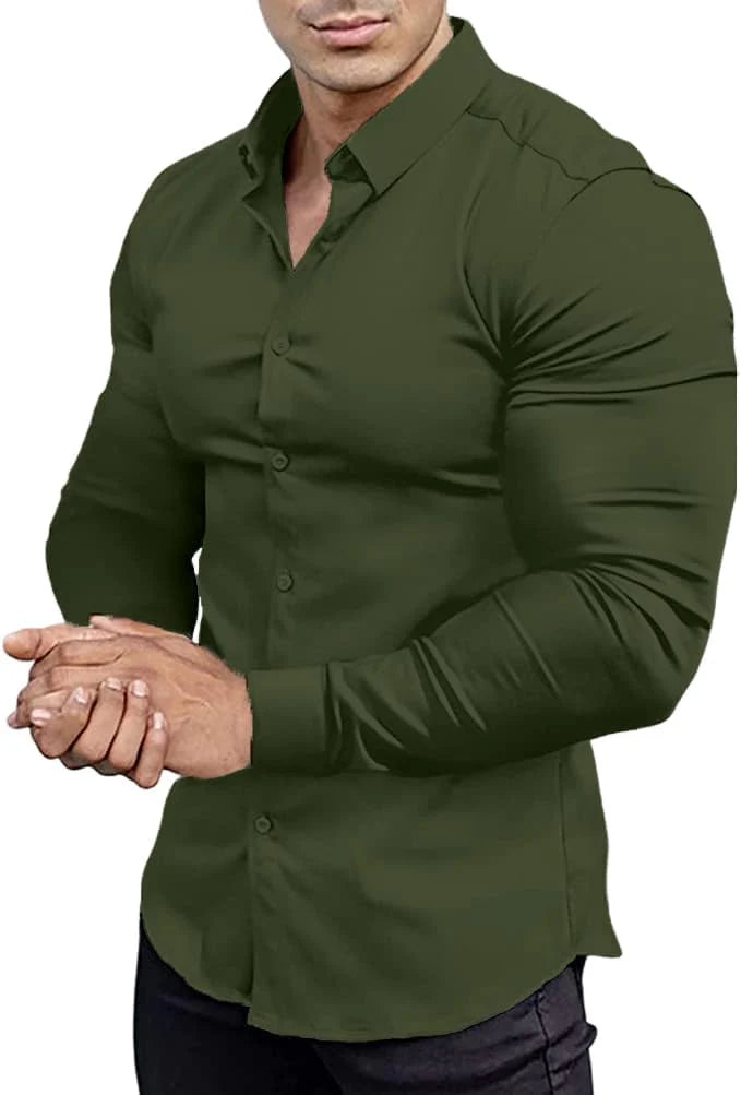 Chemise Slim-Fit Sans Repassage avec Tissu Extensible pour Homme | Idéale pour le Bureau ou les Sorties