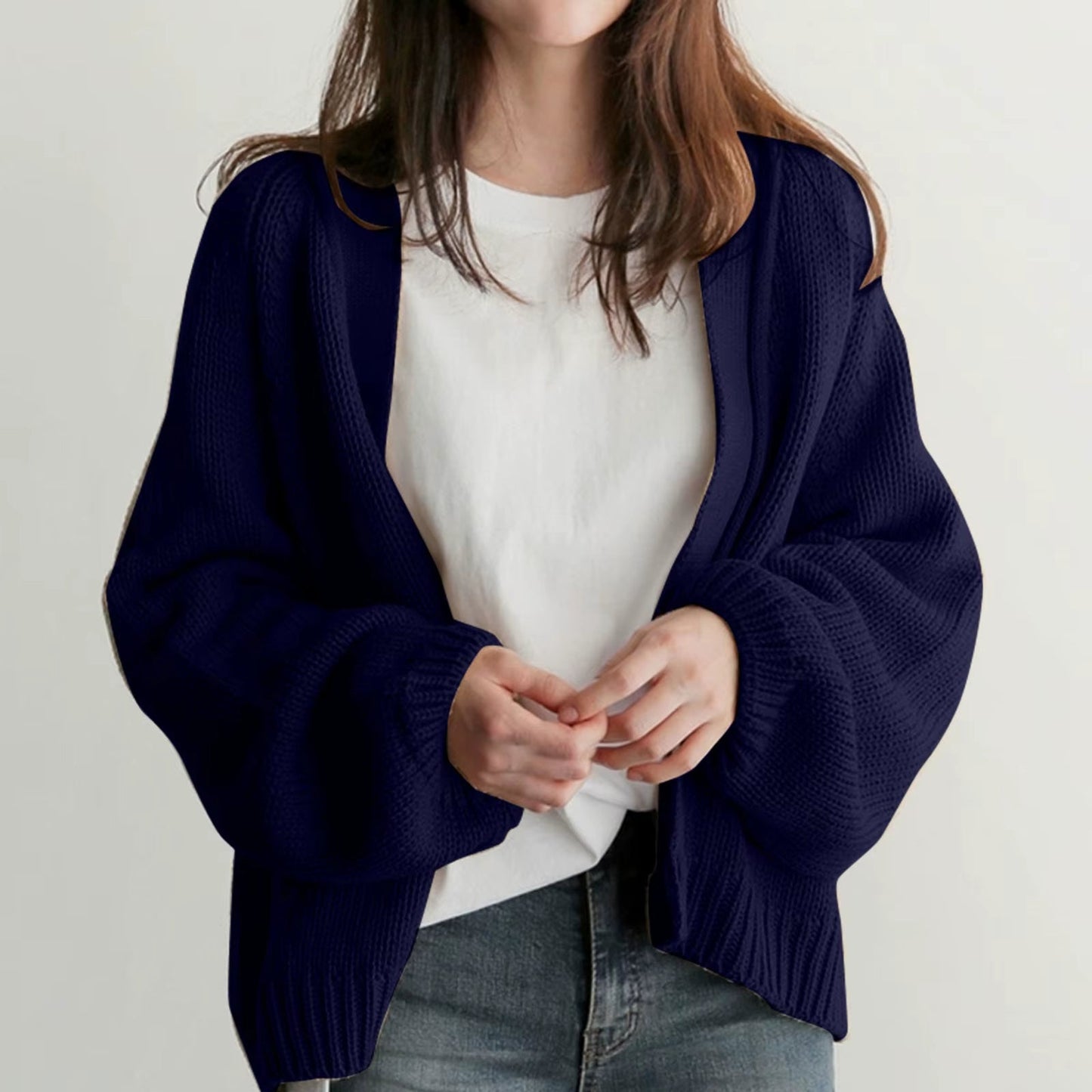 Cardigan à col ouvert et manches amples pour femme | Idéal pour l’automne