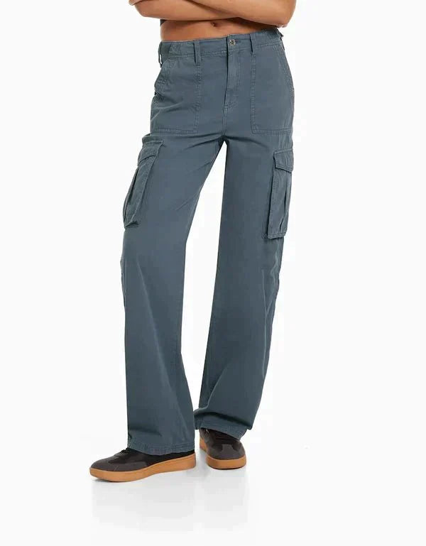 Pantalon Cargo à Taille Haute avec Poches Latérales pour Femme | Idéal pour Tenues Urbaines