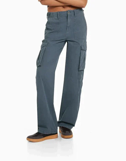 Pantalon Cargo à Taille Haute avec Poches Latérales pour Femme | Idéal pour Tenues Urbaines