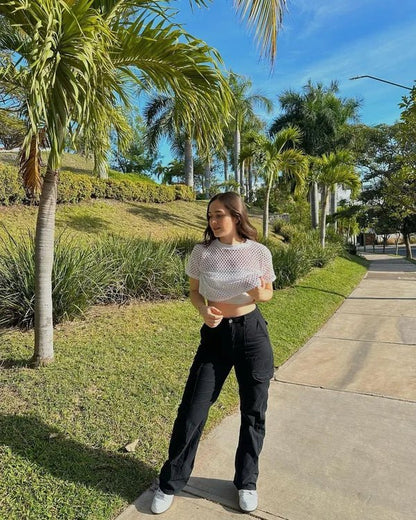 Pantalon Cargo à Taille Haute avec Poches Latérales pour Femme | Idéal pour Tenues Urbaines