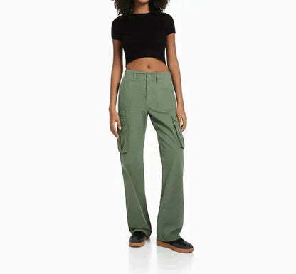 Pantalon Cargo à Taille Haute avec Poches Latérales pour Femme | Idéal pour Tenues Urbaines