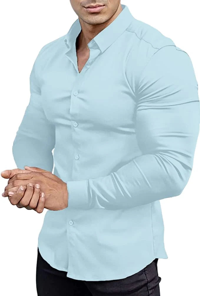 Chemise Slim-Fit Sans Repassage avec Tissu Extensible pour Homme | Idéale pour le Bureau ou les Sorties