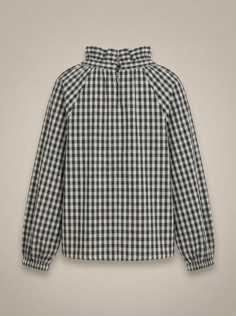 Blouse Ajustée Avec Motif Carreaux Et Nœud Pour Femme | Idéale Pour Usage Quotidien Et Travail