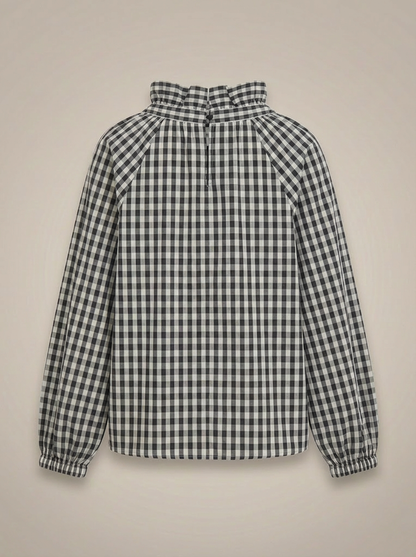 Blouse Ajustée Avec Motif Carreaux Et Nœud Pour Femme | Idéale Pour Usage Quotidien Et Travail