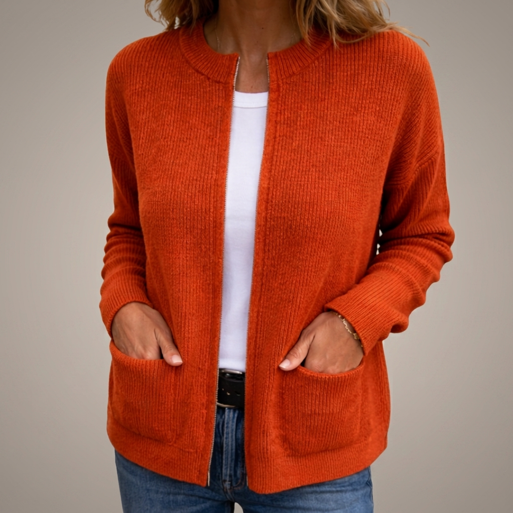 Cardigan à poches plaquées pour femmes