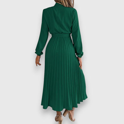 Robe Midi Avec Jupe Plissée Et Manches Longues Pour Femme | Idéal Pour Occasions Formelles