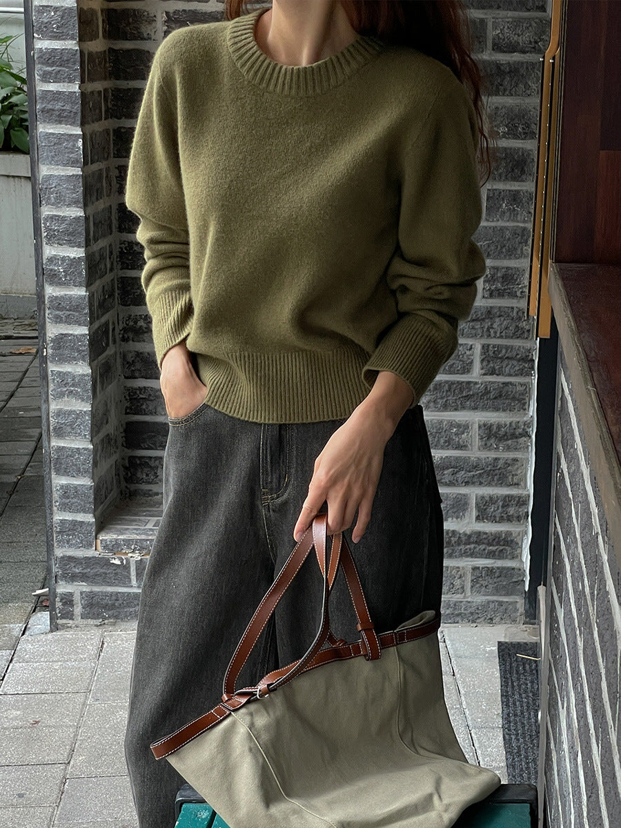 Pull à Manches Longues avec Col Rond pour Femme | Idéal pour Tenues Quotidiennes