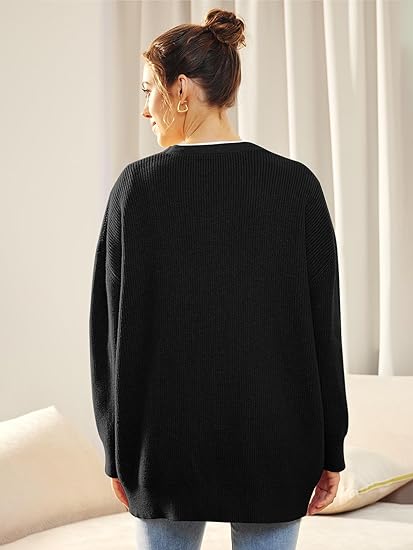 Cardigan Relaxé à Col V avec Boutons pour Femme | Idéal pour le Quotidien et la Superposition