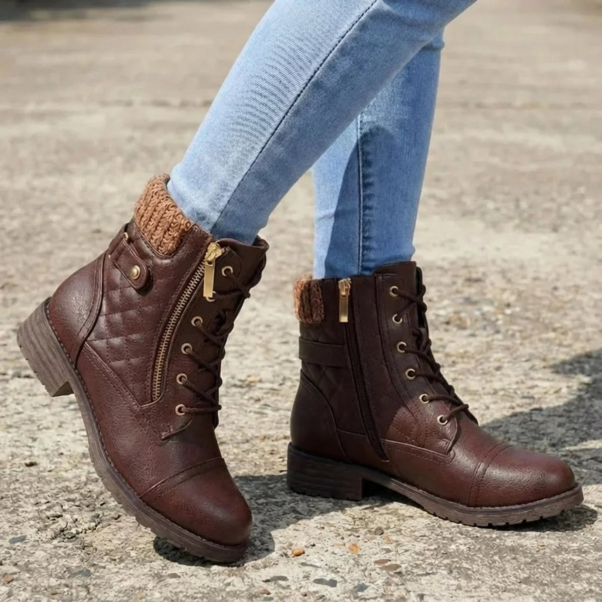 Bottines matelassées à lacets pour femmes