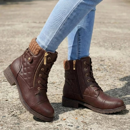 Bottines matelassées à lacets pour femmes