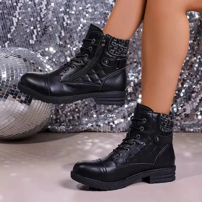 Bottines matelassées à lacets pour femmes