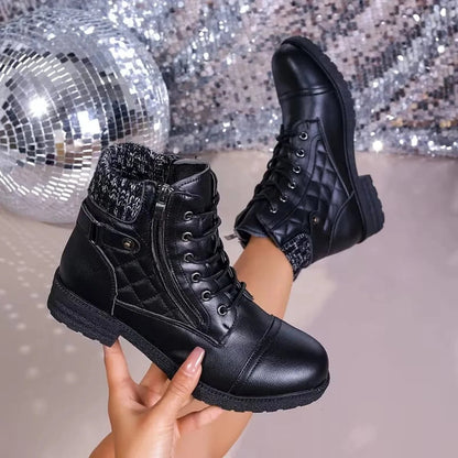 Bottines matelassées à lacets pour femmes