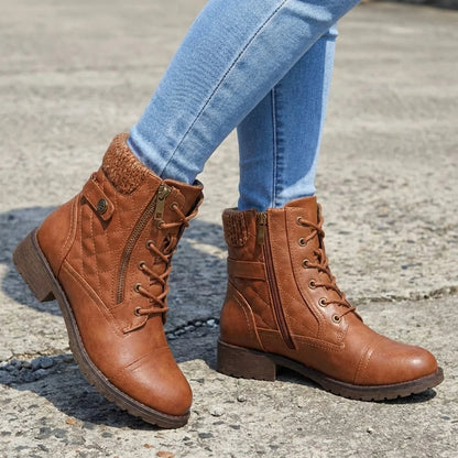 Bottines matelassées à lacets pour femmes