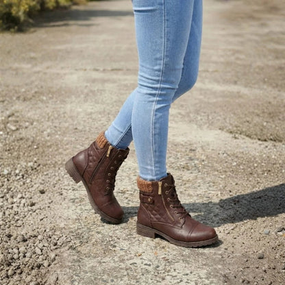Bottines matelassées à lacets pour femmes