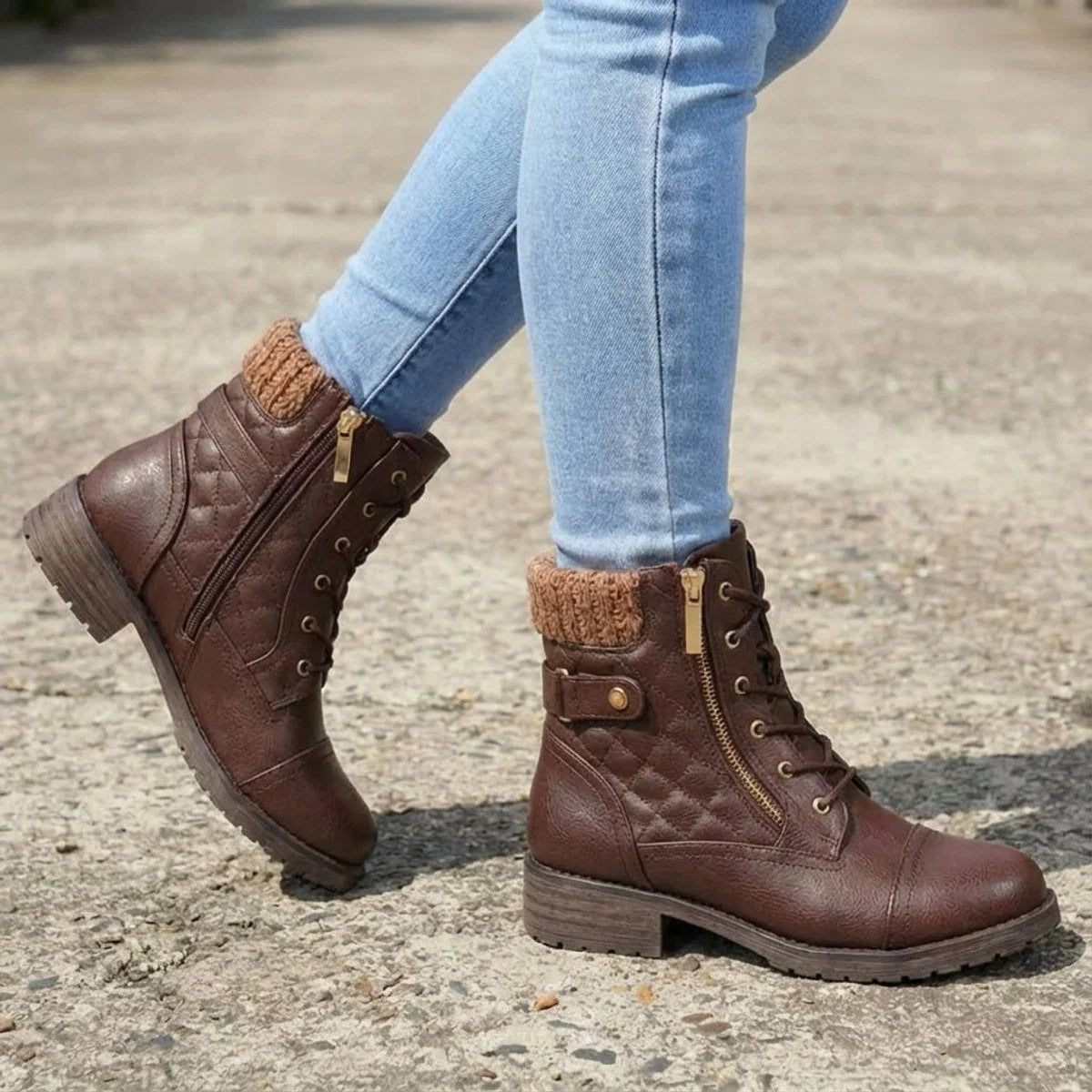 Bottines matelassées à lacets pour femmes