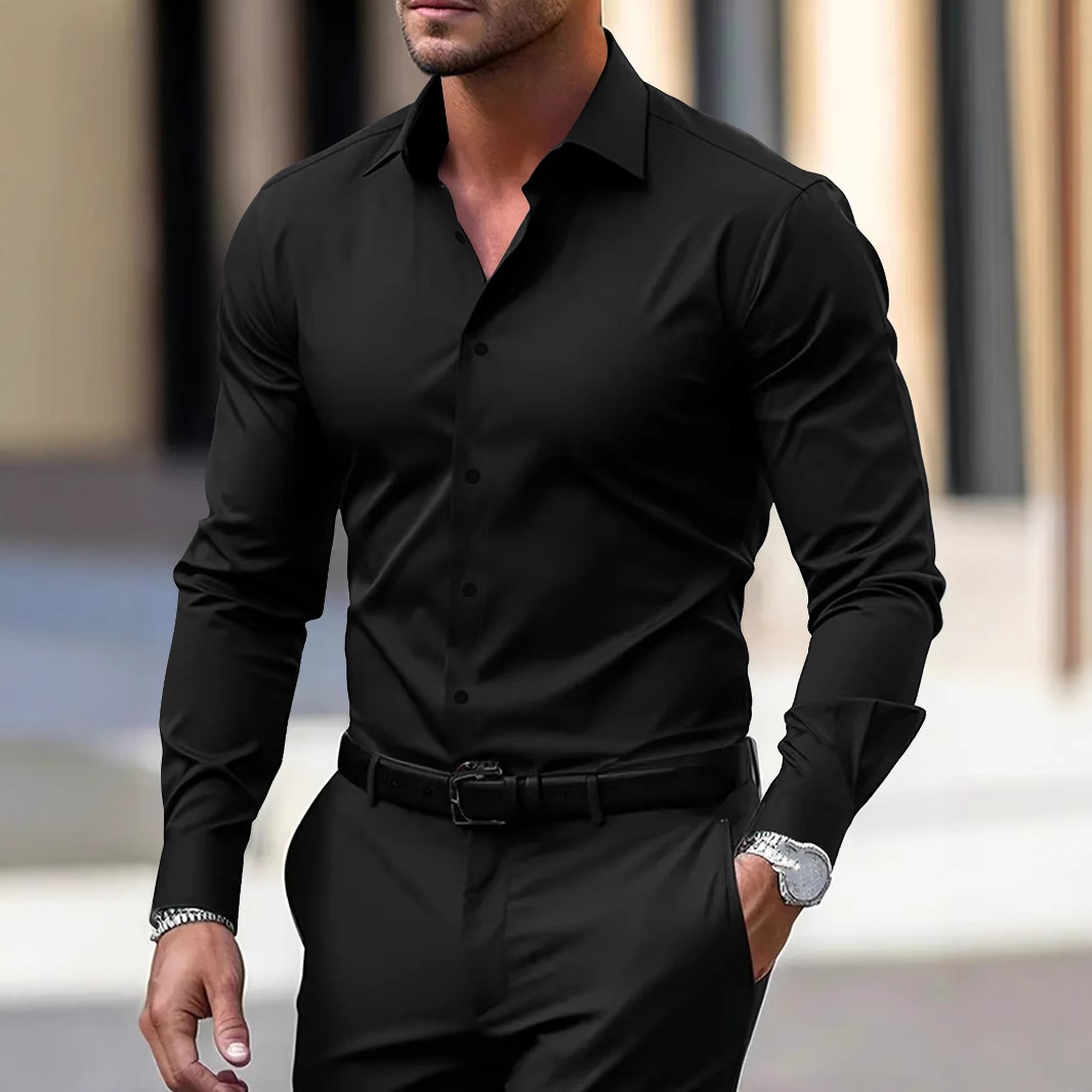 Chemise manches longues col ouvert pour hommes