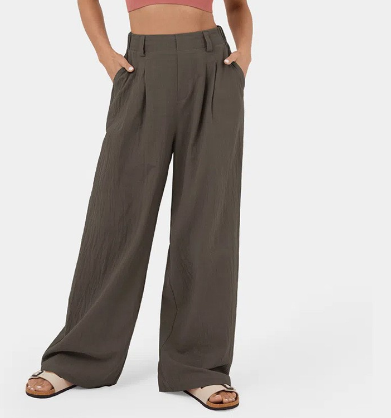 Pantalon Ajusté À Jambe Large Pour Femme | Idéal Pour Bureau Et Sorties Décontractées