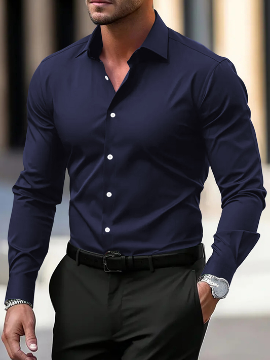 Chemise À Manches Longues Avec Boutons Et Col Ouvert Pour Hommes | Idéal Pour Un Usage Quotidien