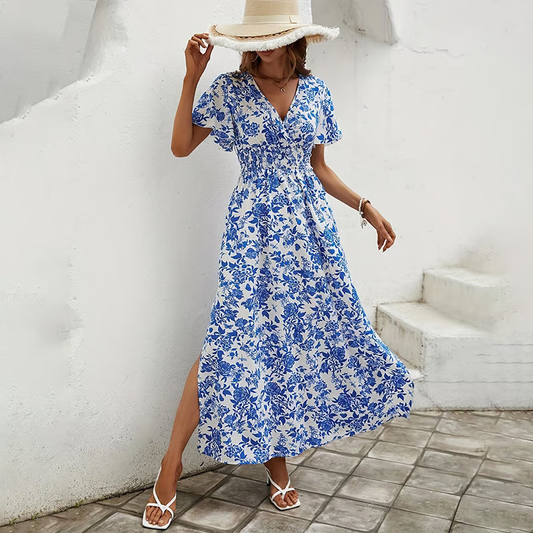 Robe De Plage Bohème À Col En V Pour Femme | Idéale Pour Les Journées Chaudes Et Les Sorties En Bord De Mer