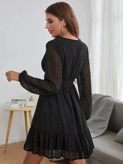 Robe Coupe et flare à Pois avec Coupe Sportive pour Femme | Idéale pour les Sorties ou les Occasions Décontractées