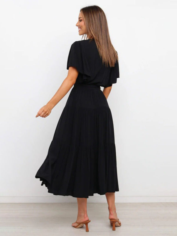 Robe Midi avec Jupe à Étages et Ceinture à Nouer pour Femme | Idéale pour le Quotidien et les Événements