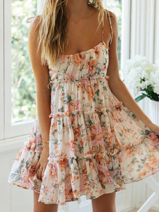 Robe Bretelle Imprimée Avec Motif Intégral pour Femme | Idéale Pour Les Vacances D'Été