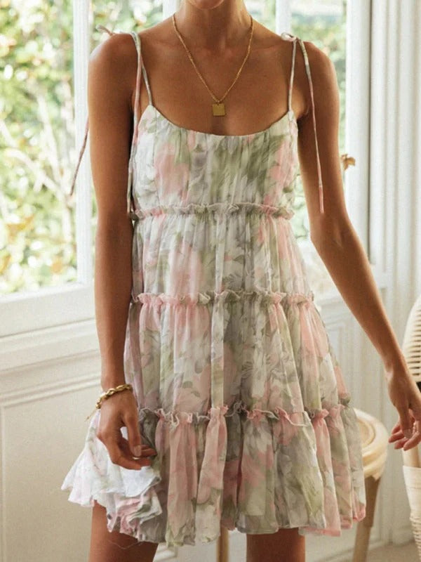 Robe Bretelle Imprimée Avec Motif Intégral pour Femme | Idéale Pour Les Vacances D'Été