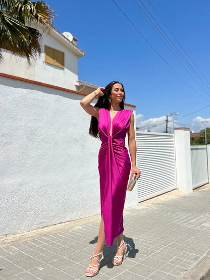 Robe Maxi Plissée Avec Coupe Longue Pour Femme | Idéale Pour Événements Formels Et Soirées